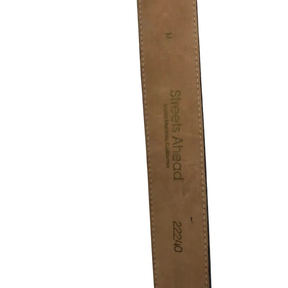 Streets‎ Ahead Suede Leather Belt Medium Gold Silver Buckle Western Style